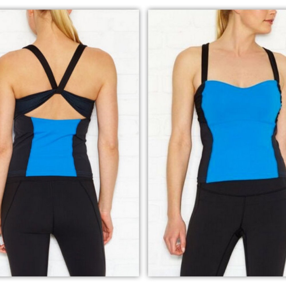 Lucy Stand Strong Azure Blue & Black Workout Tank